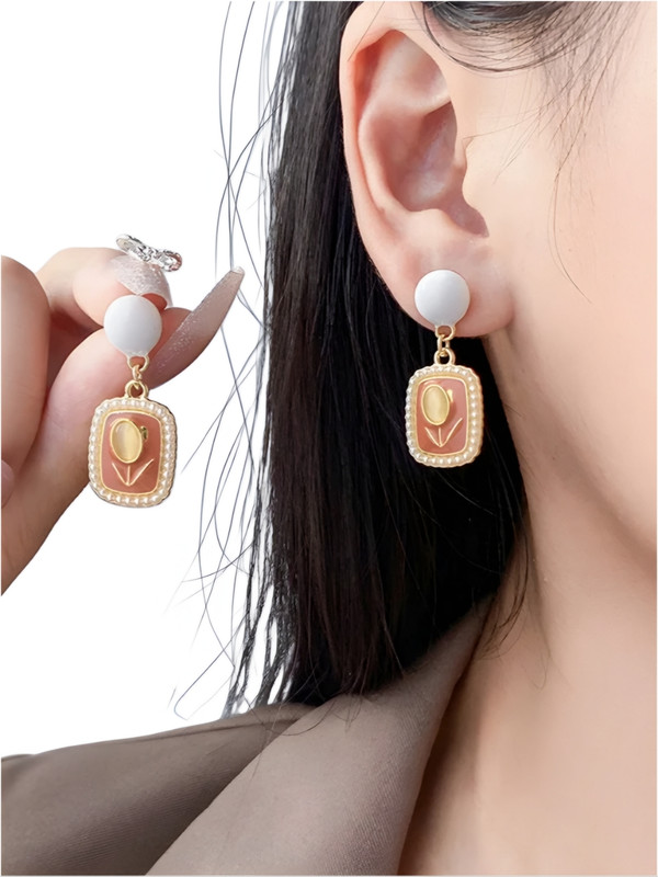 FIMBUL Geometric Drop Alloy Stud Earring